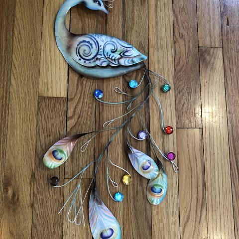 Peacock Capiz Shell and Metal Wall Art Decor
