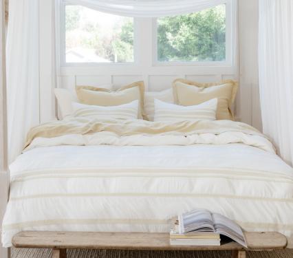 Coyuchi Ventura Striped Duvet Cover and sham